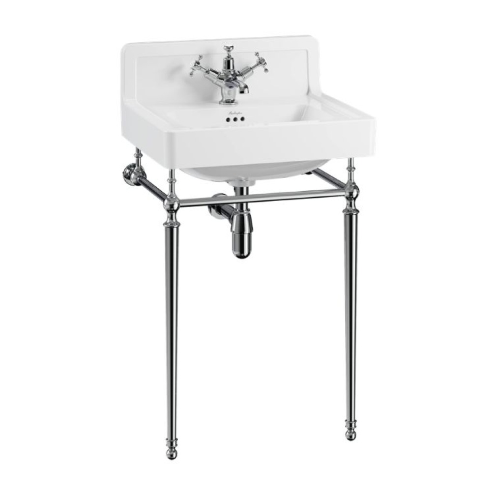 Product Cut out image of the Burlington Contemporary Upstand 560mm Basin & Chrome Washstand